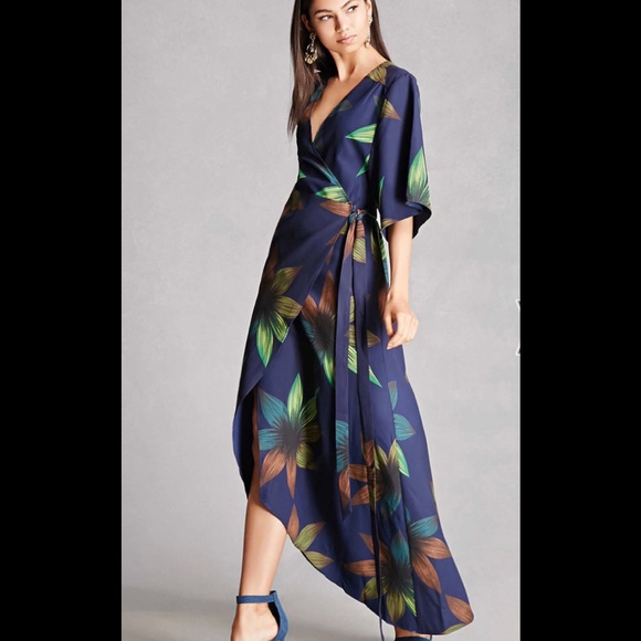 Floral Wrap Dress (Dusty Rose) - Picture 2 of 12